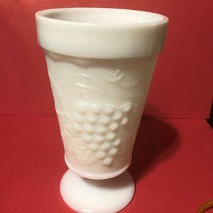 Vintage milkglas goblet grape pattern